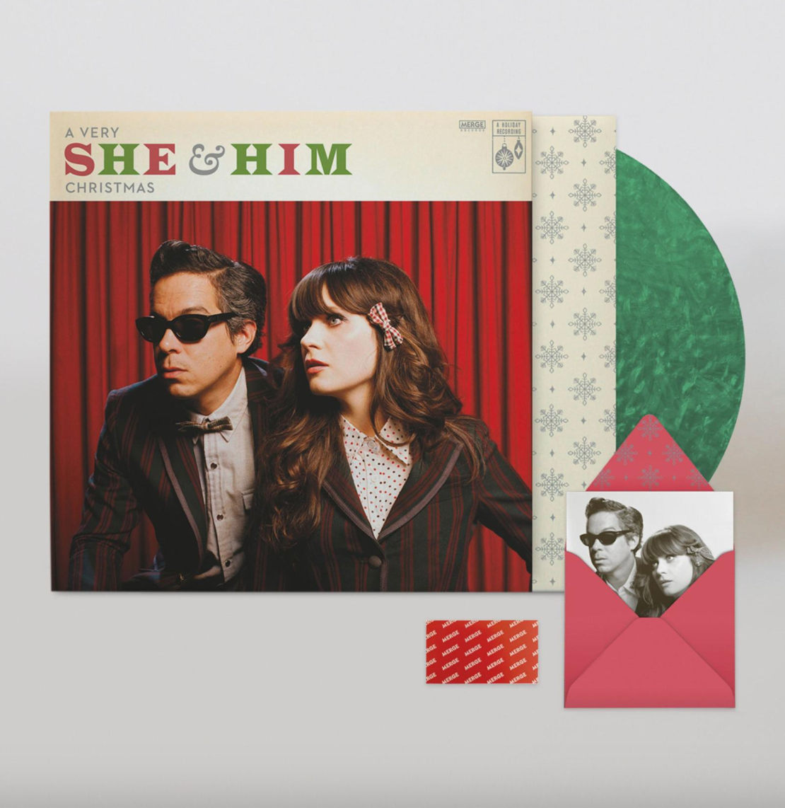 She & Him - A Very She & Him Christmas (Limited Edition Translucent Green with Metallic Silver Ripple Vinyl)