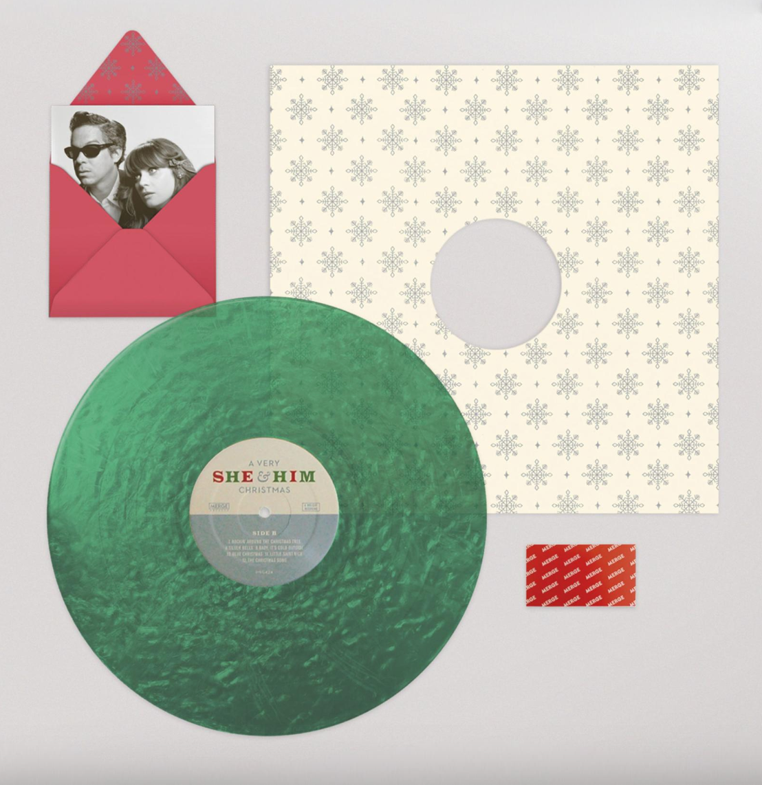 She & Him - A Very She & Him Christmas (Limited Edition Translucent Green with Metallic Silver Ripple Vinyl)